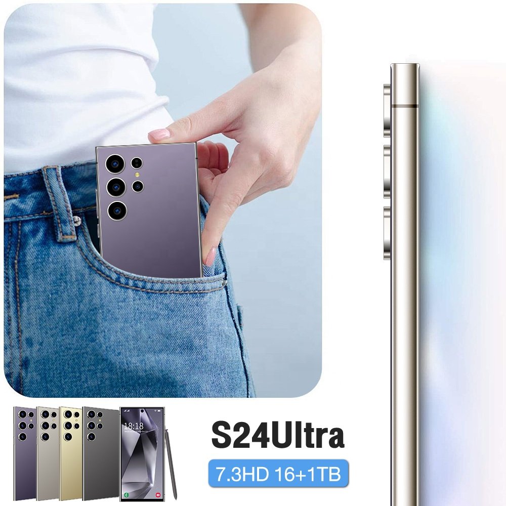 Hot selling Original S24 Ultra Android 14 Face unlock cell phone 7.3 inch HD Screen 16GB+1TB cellular 5G smart Mobile phones